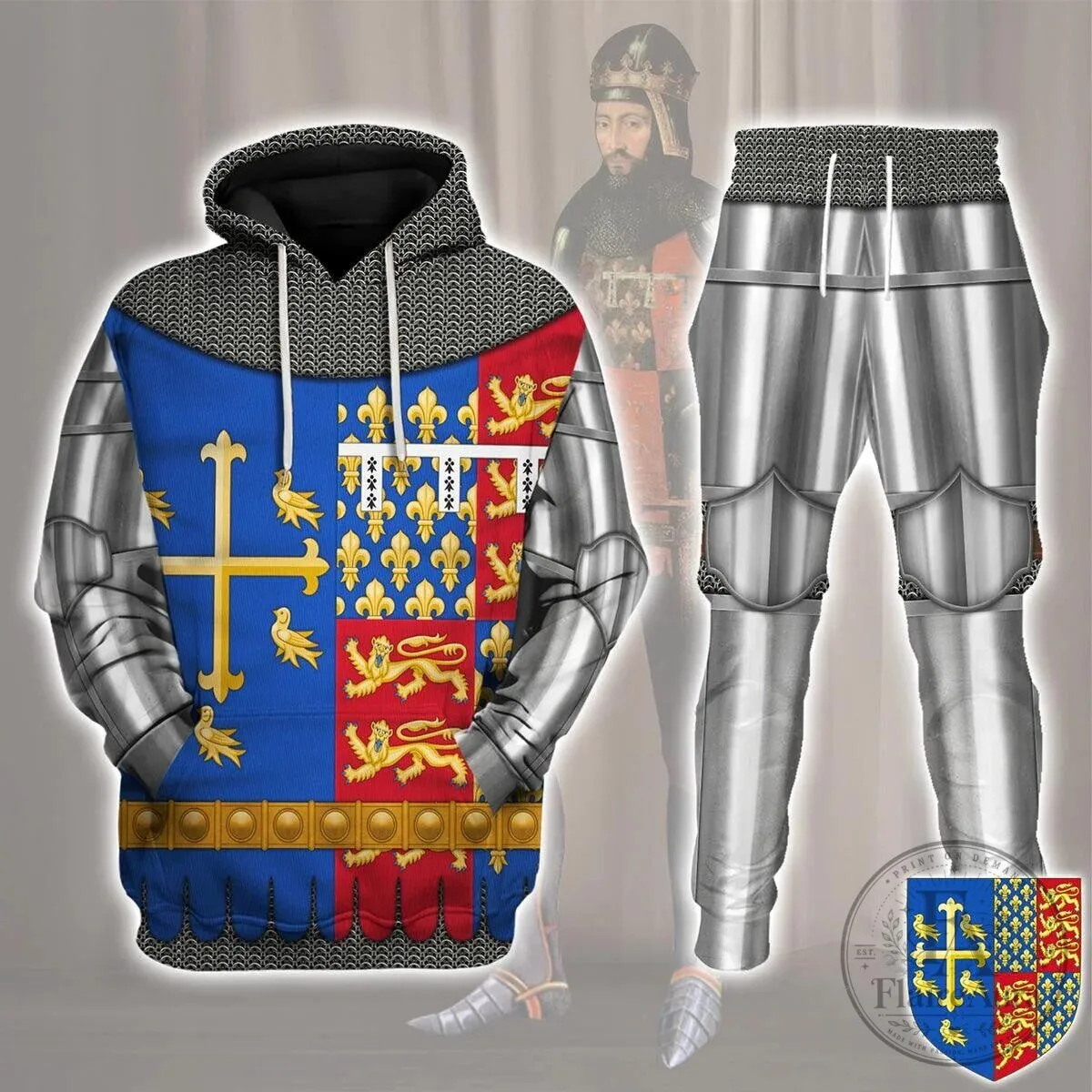 Richard II Of England Royal Coat Of Arms Medieval Knight Armor Hoodie