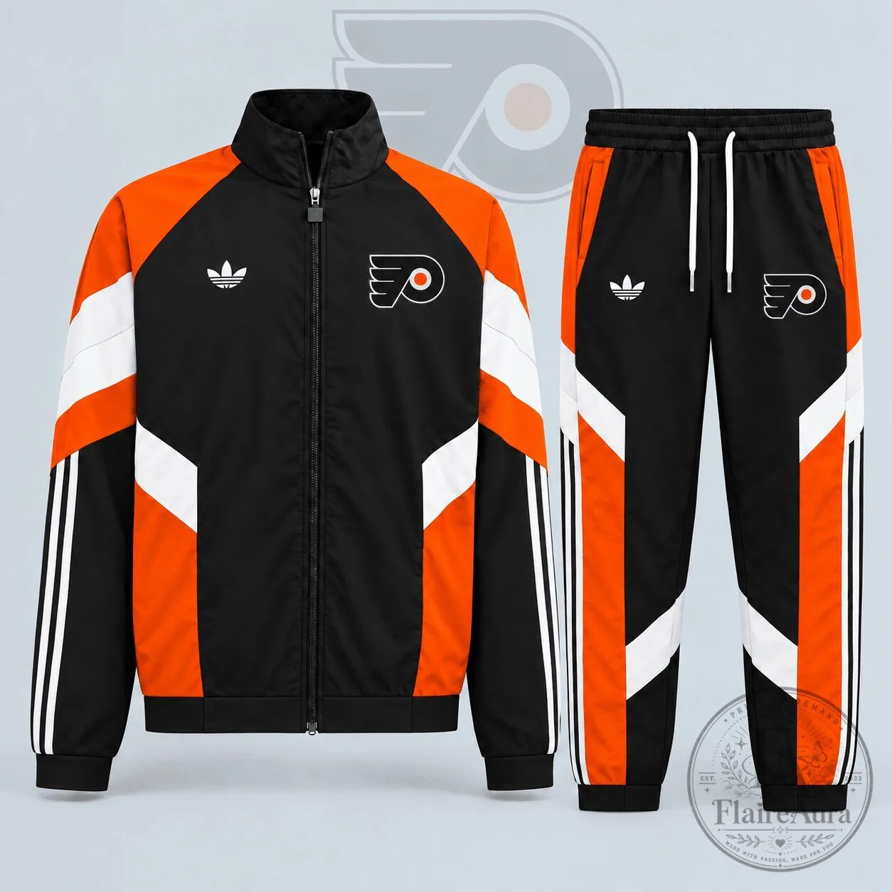 Philadelphia Flyers National Hockey League Retro Panel Stripe Tracksuit Jacket and Joggers