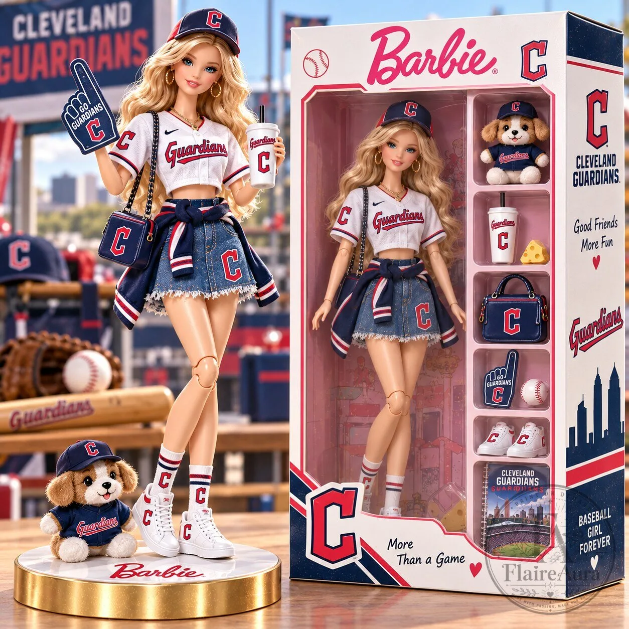 Barbie Cleveland Guardians Baseball Girl Commemorative Collectible Doll