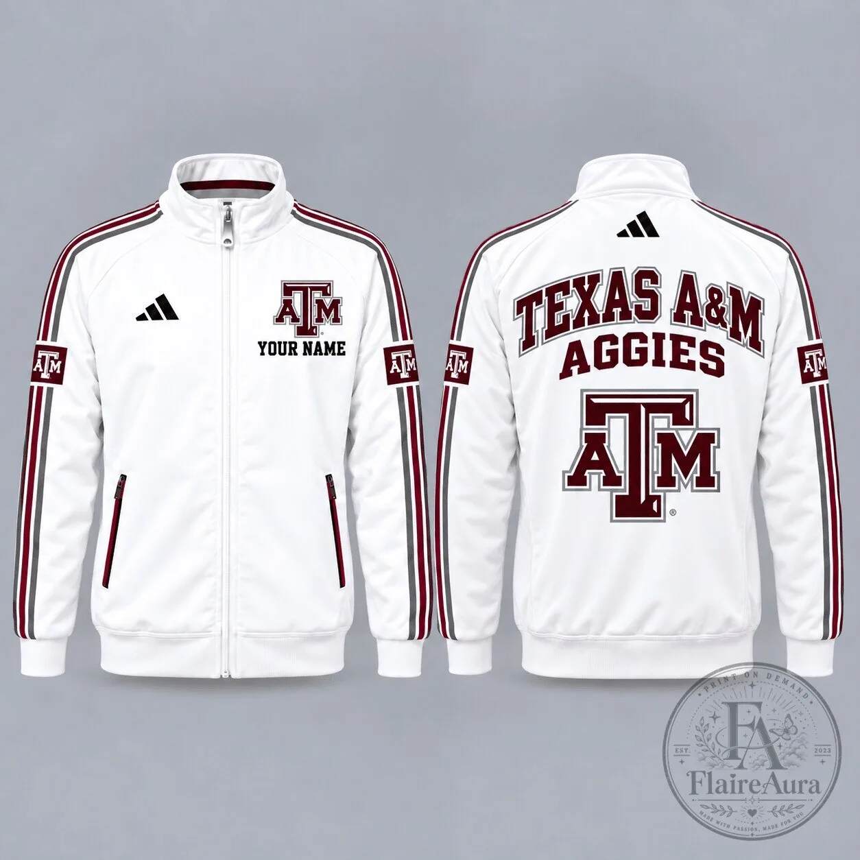 Texas A&M Aggies Personalized Full-Zip Casual Jacket