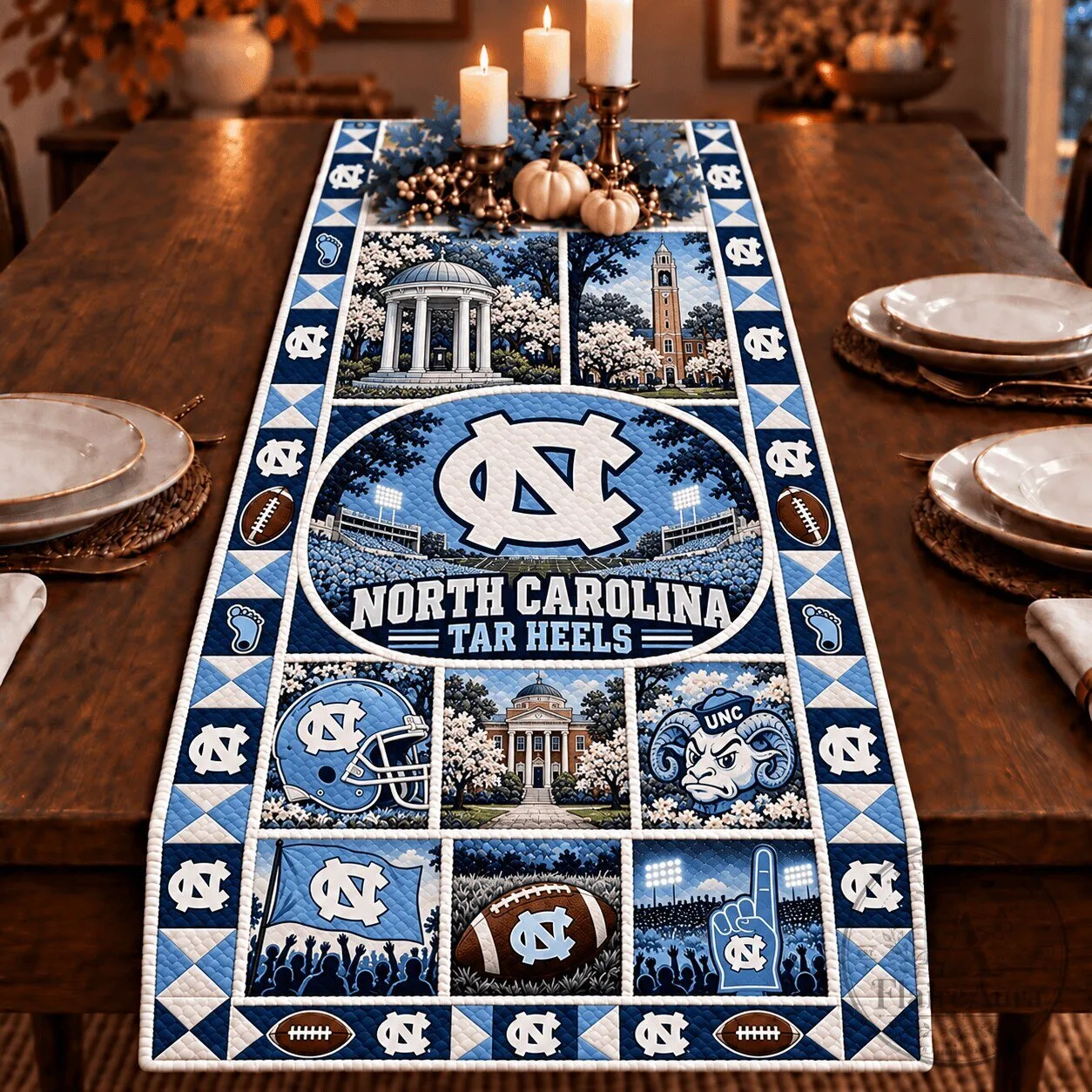 North Carolina Tar Heels Collegiate Heritage Football Table Runner
