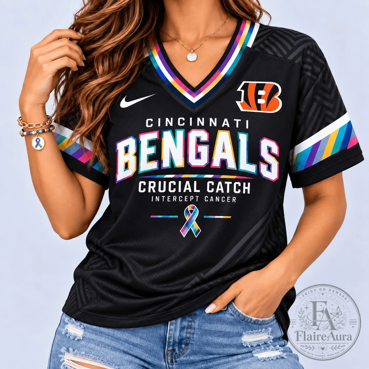 Cincinnati Bengals Crucial Catch Intercept Cancer NFL Football Jersey