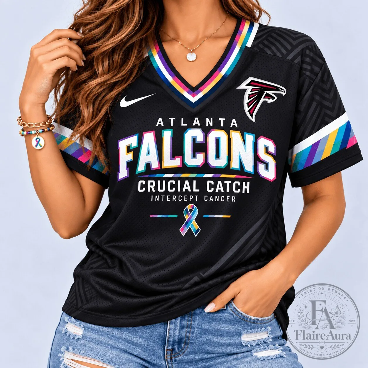 Atlanta Falcons Crucial Catch Intercept Cancer NFL Football Jersey