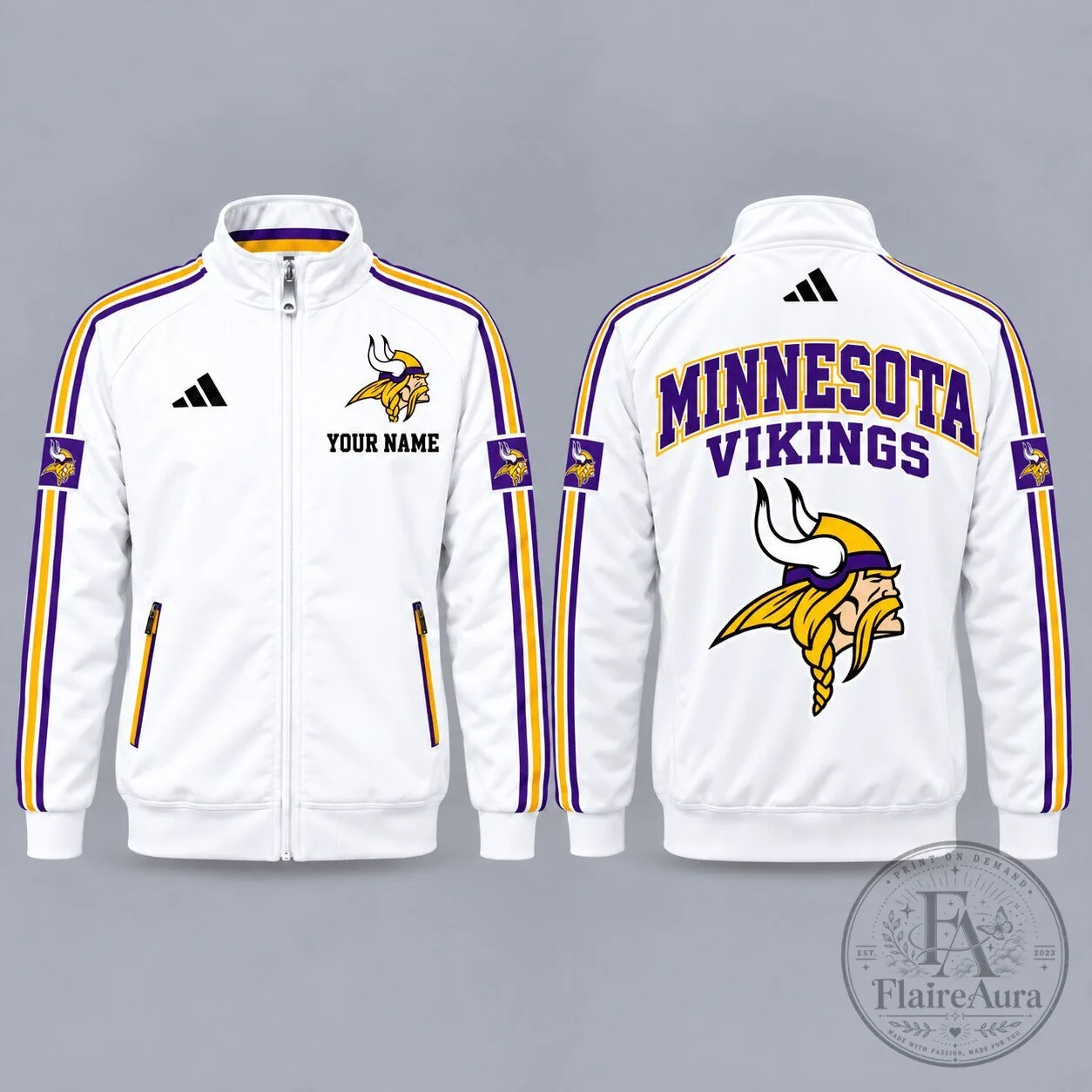 Minnesota Vikings National Football League Personalized Full-Zip Casual Jacket