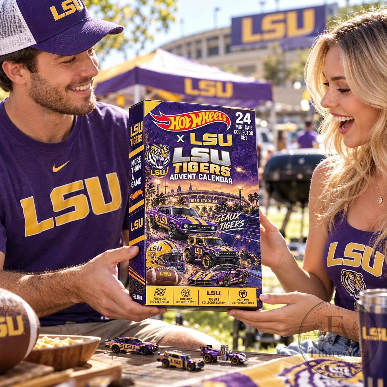 LSU Tigers Hot Wheels 24 Mini Car Collector Set Advent Calendar