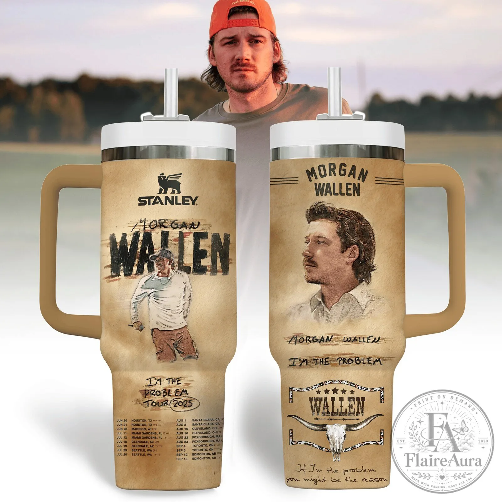 Morgan Wallen I'm The Problem Tour 2025 Country Music Tumbler with Handle