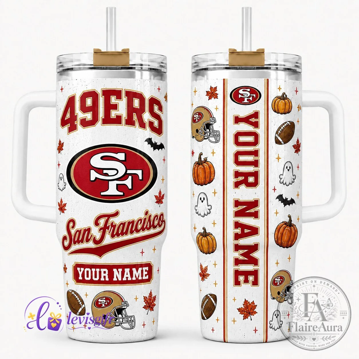 San Francisco 49ers Halloween Personalized Football Team Tumbler