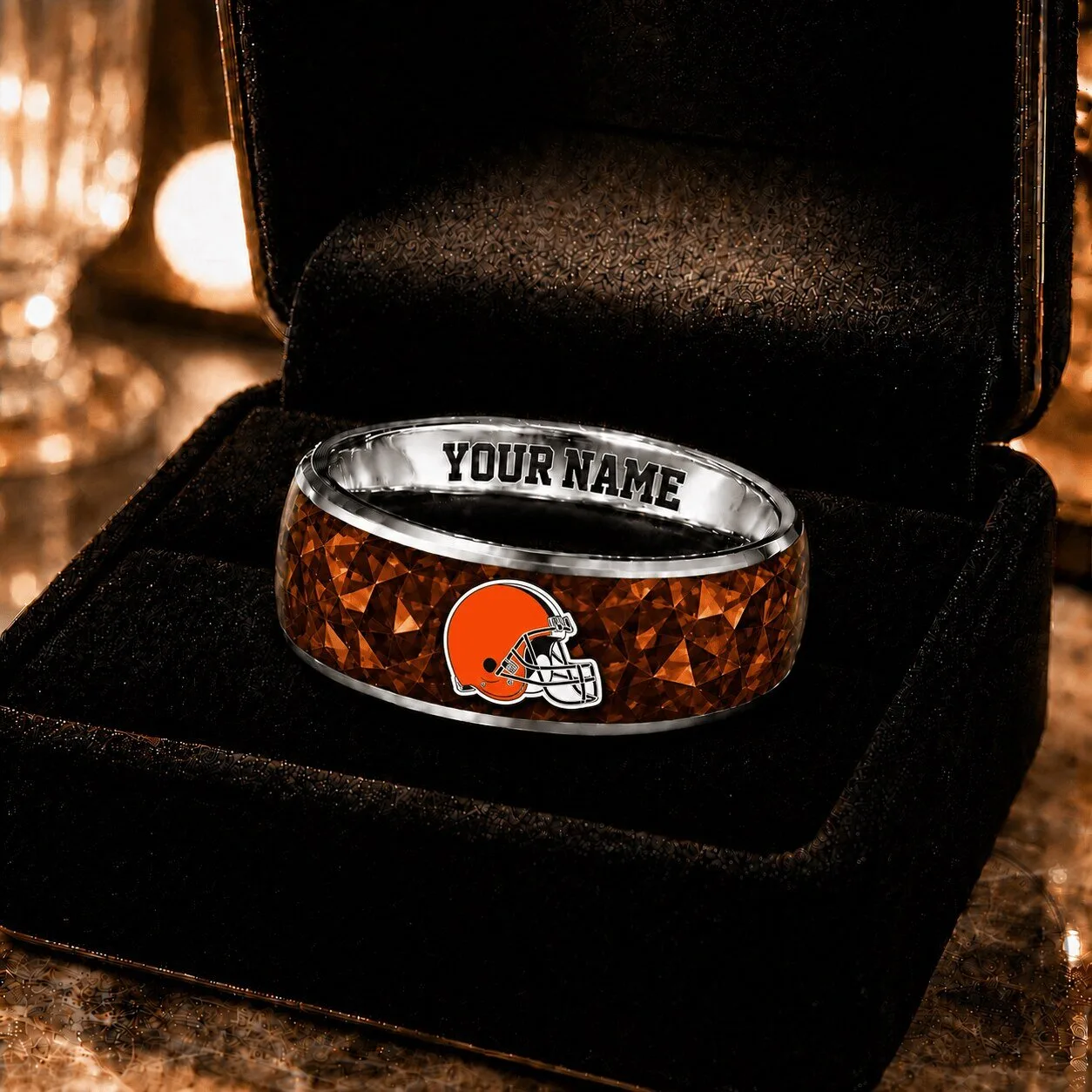 Cleveland Browns NFL Football Helmet Custom Name Ring for Men and Women