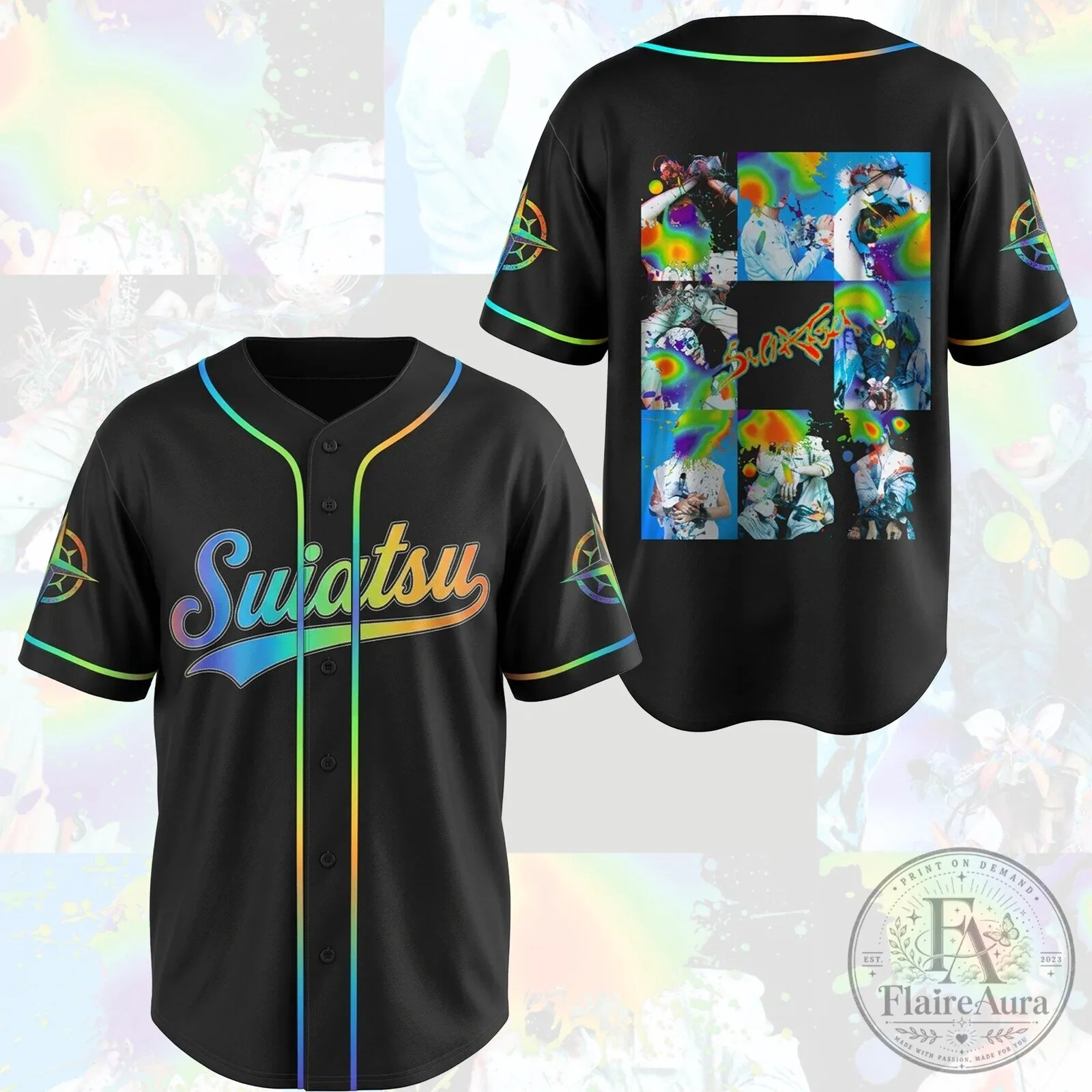 Stray Kids Suiatsu Electric Rainbow Baseball Jersey for Fans