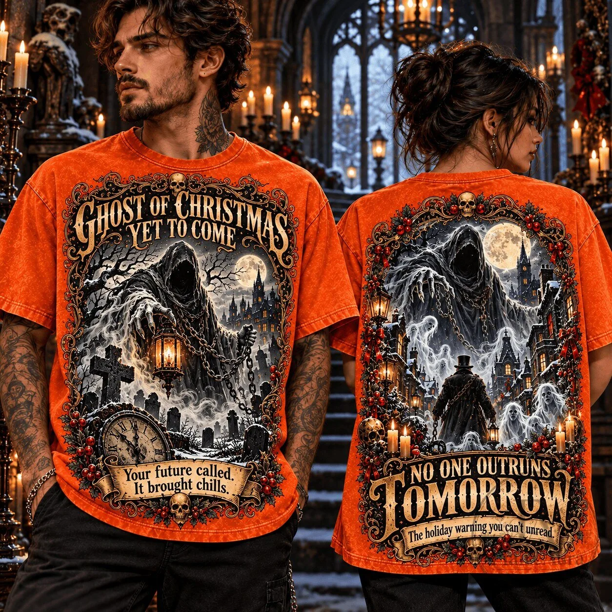 Ghost of Christmas Yet to Come Victorian Graveyard Horror T-Shirt