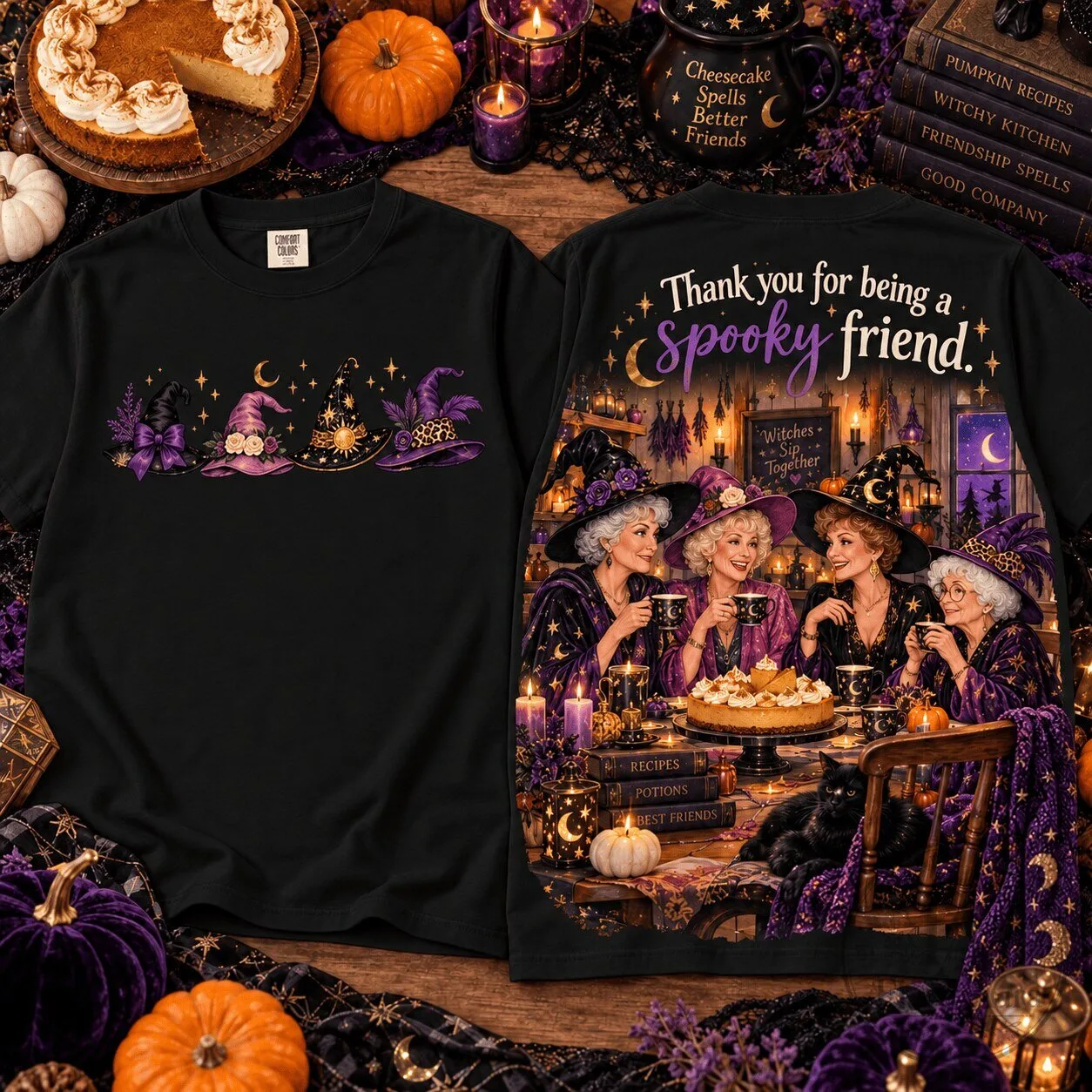 Golden Girls Spooky Friends Halloween Cheesecake Party T-Shirt