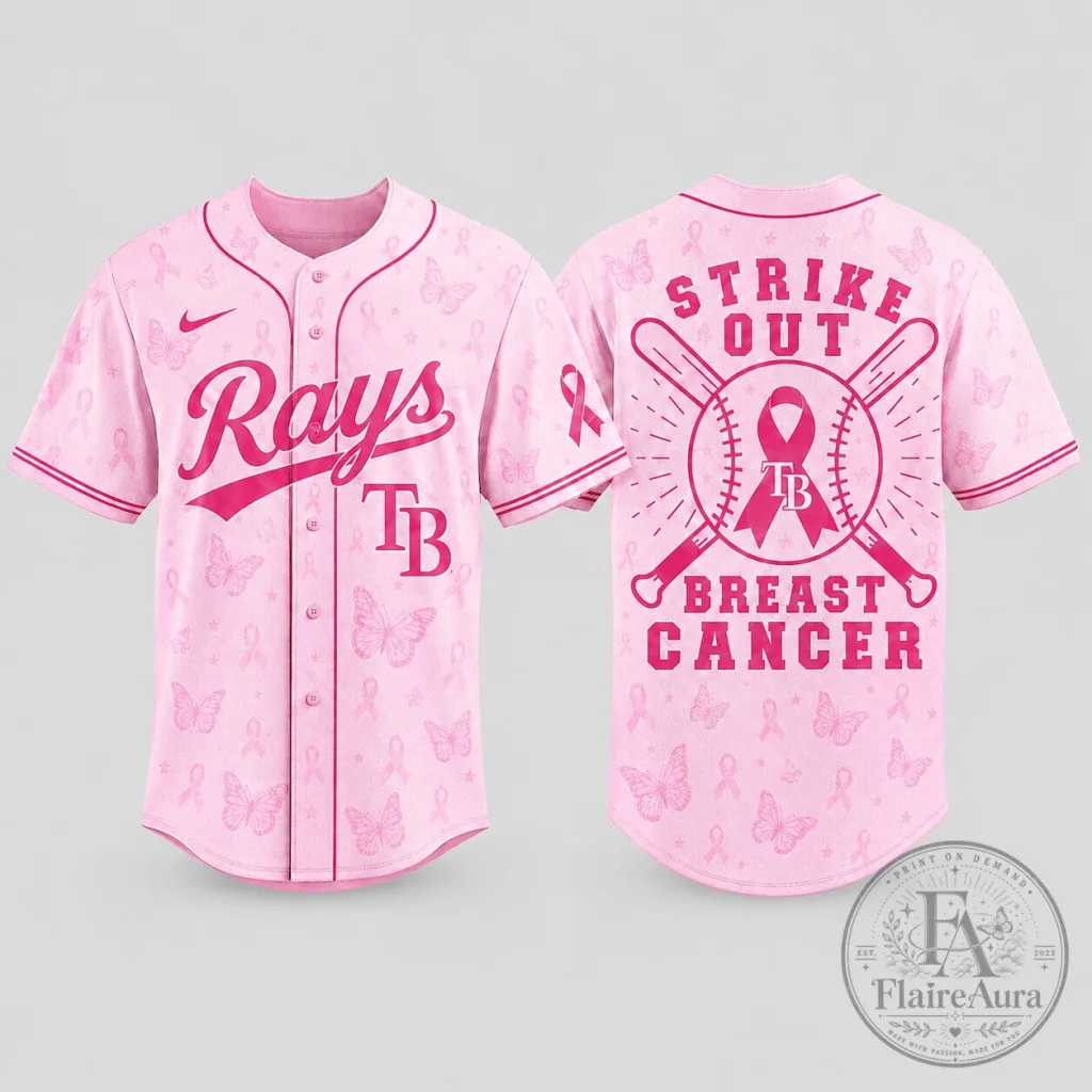 Tampa Bay Rays Baseball Jersey Pink Ribbon Breast Cancer Awareness