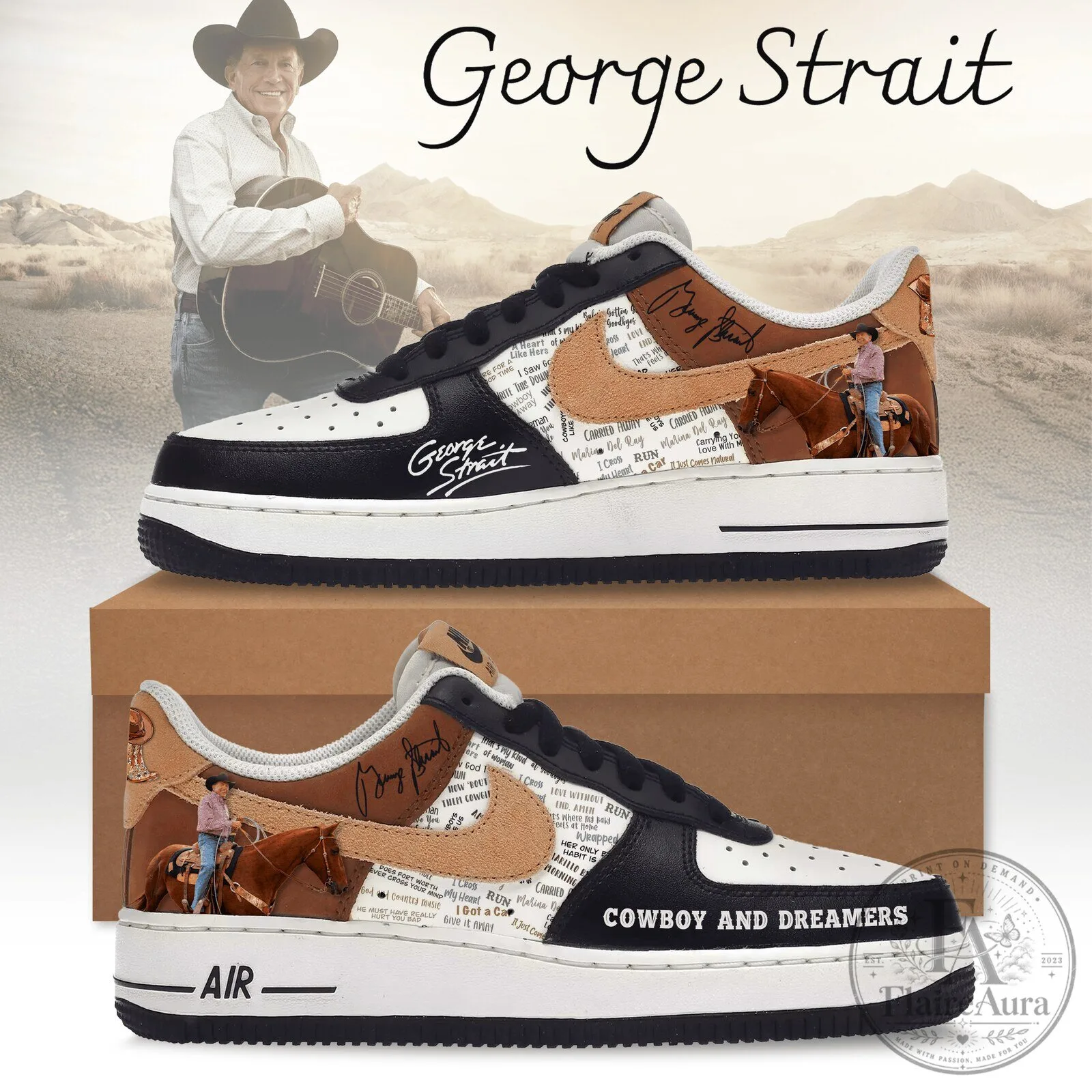 George Strait Cowboy And Dreamers Custom Shoes