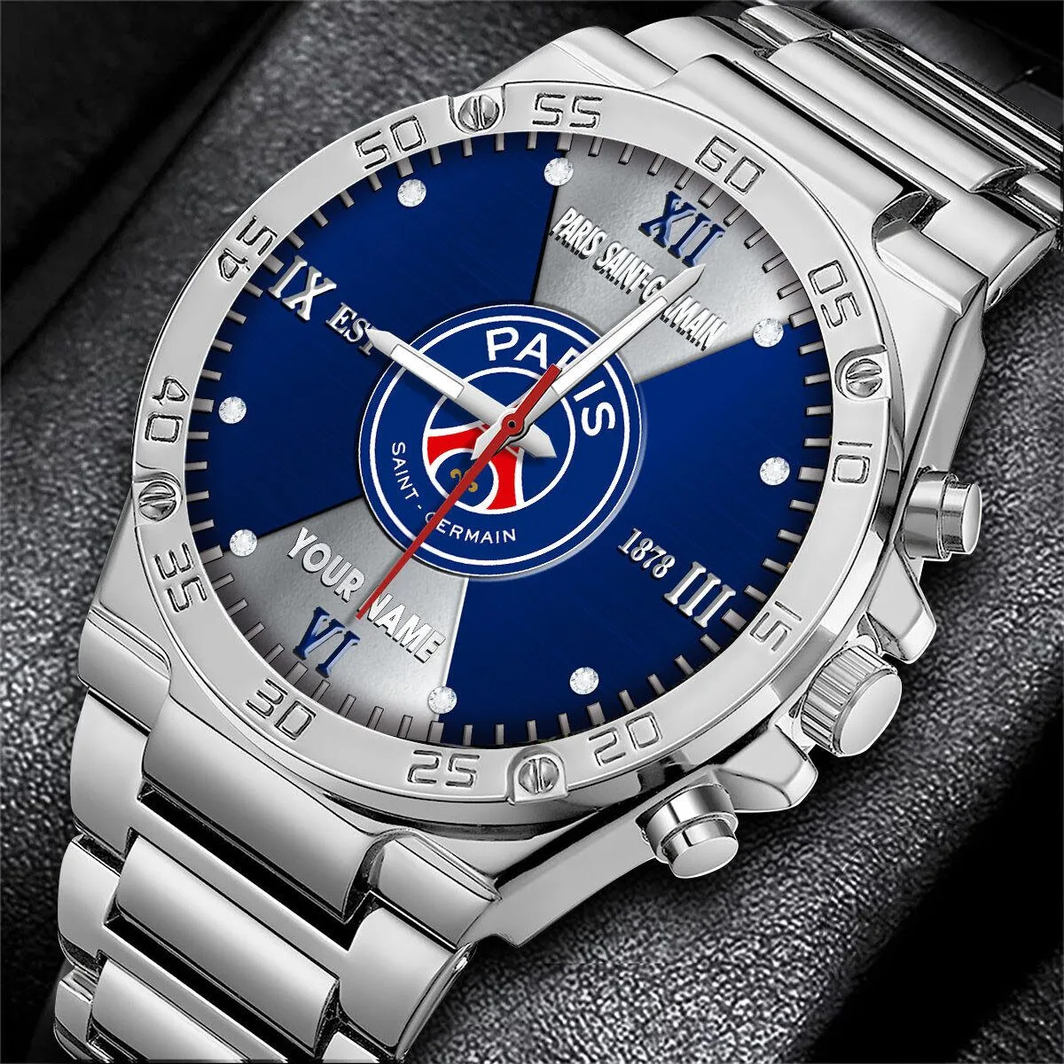 Paris Saint-Germain Football Club Custom Name Stainless Steel Watch