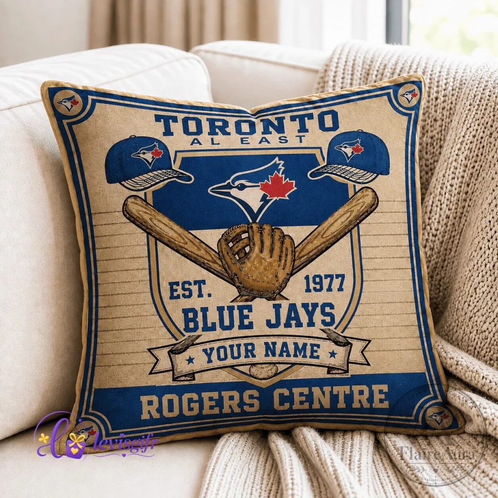 Toronto Blue Jays Baseball Team Vintage Logo Throw Pillow for Home Decor