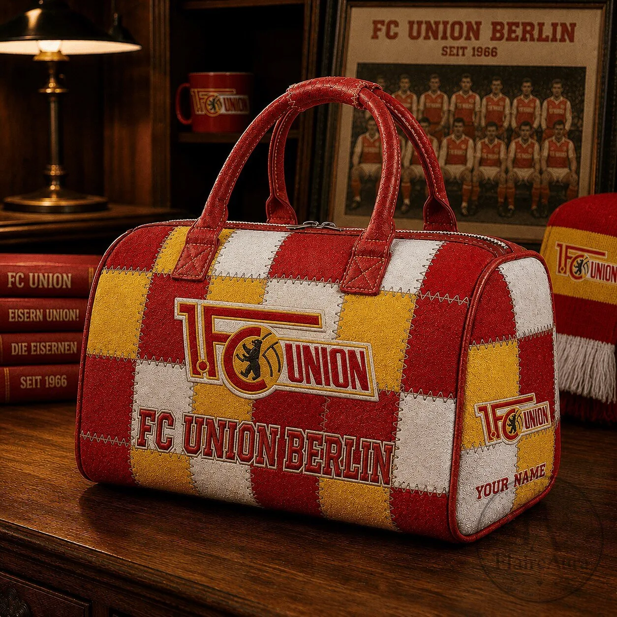FC Union Berlin Bundesliga Quilted Duffle Bag Custom Name For Fan