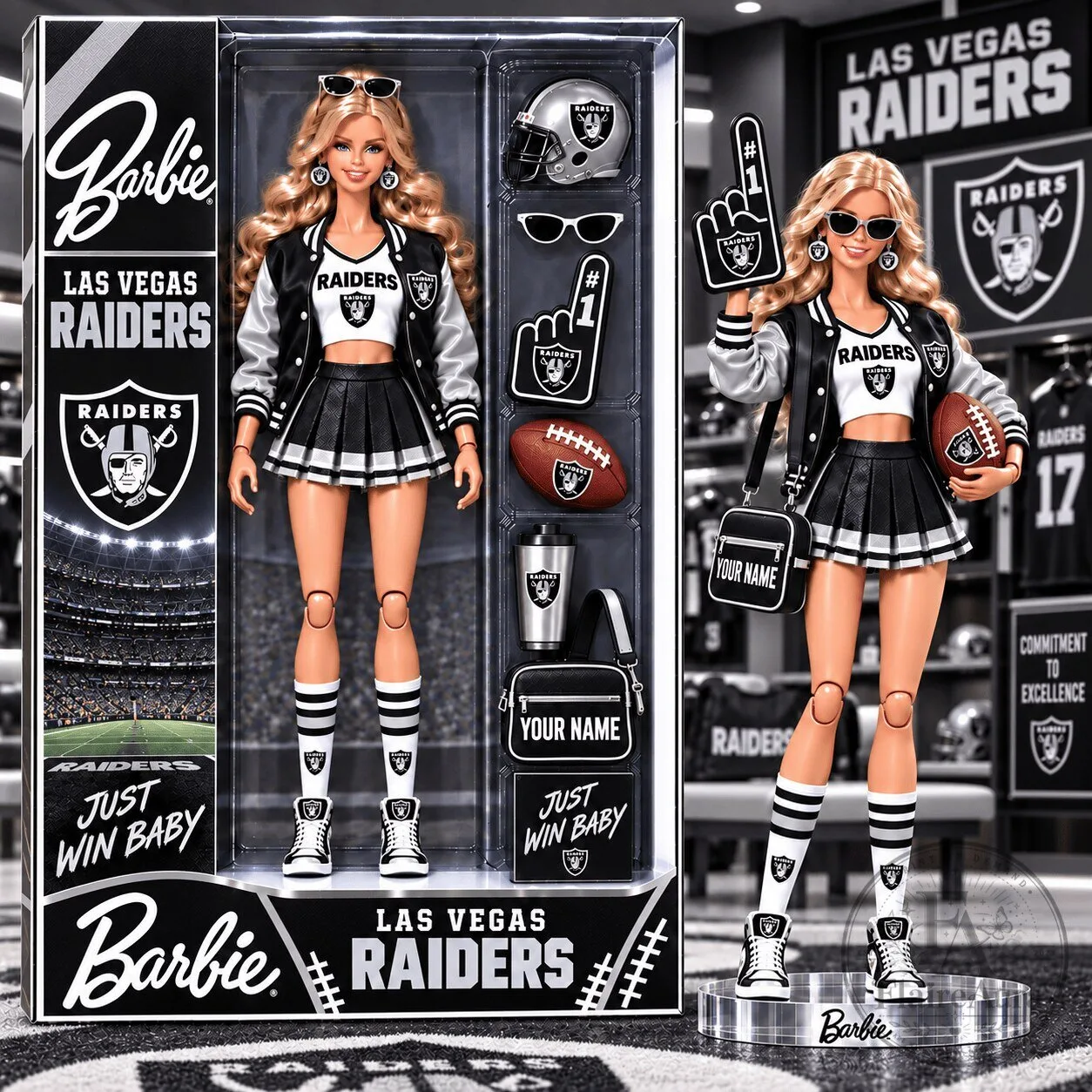 Las Vegas Raiders Barbie Doll Football Fan Collectible Figure