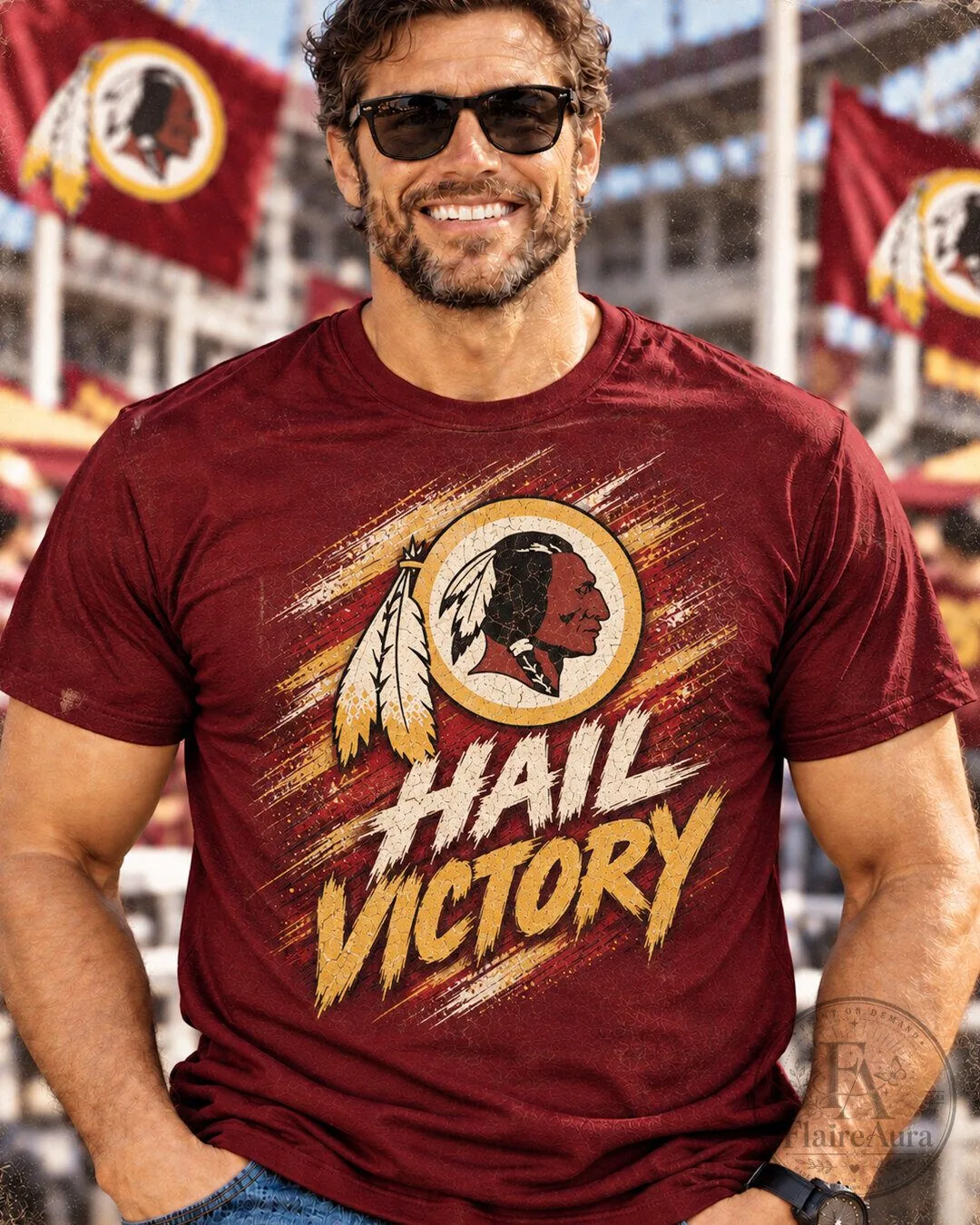 Washington Redskins Hail Victory Vintage Distressed T-Shirt