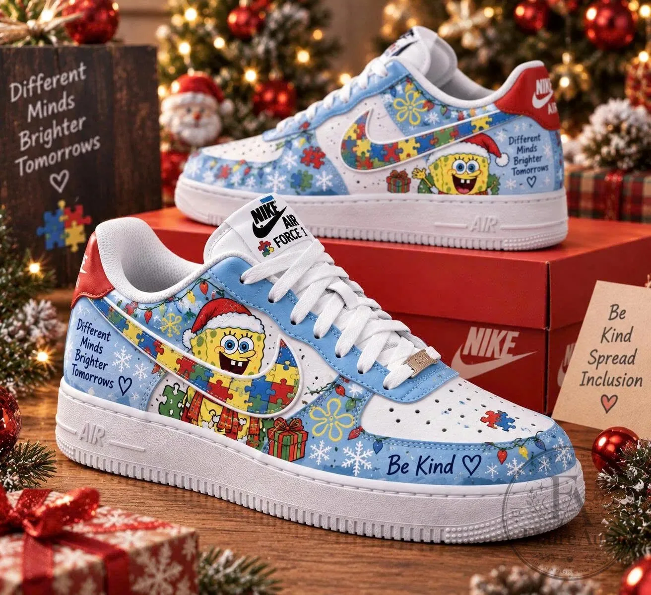 SpongeBob SquarePants Autism Awareness Christmas Be Kind Sneakers Shoes