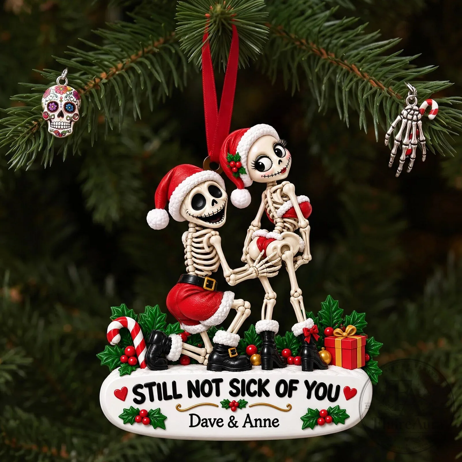Couple Skeleton Ornament for Christmas Tree - Still Not Sick of You Design