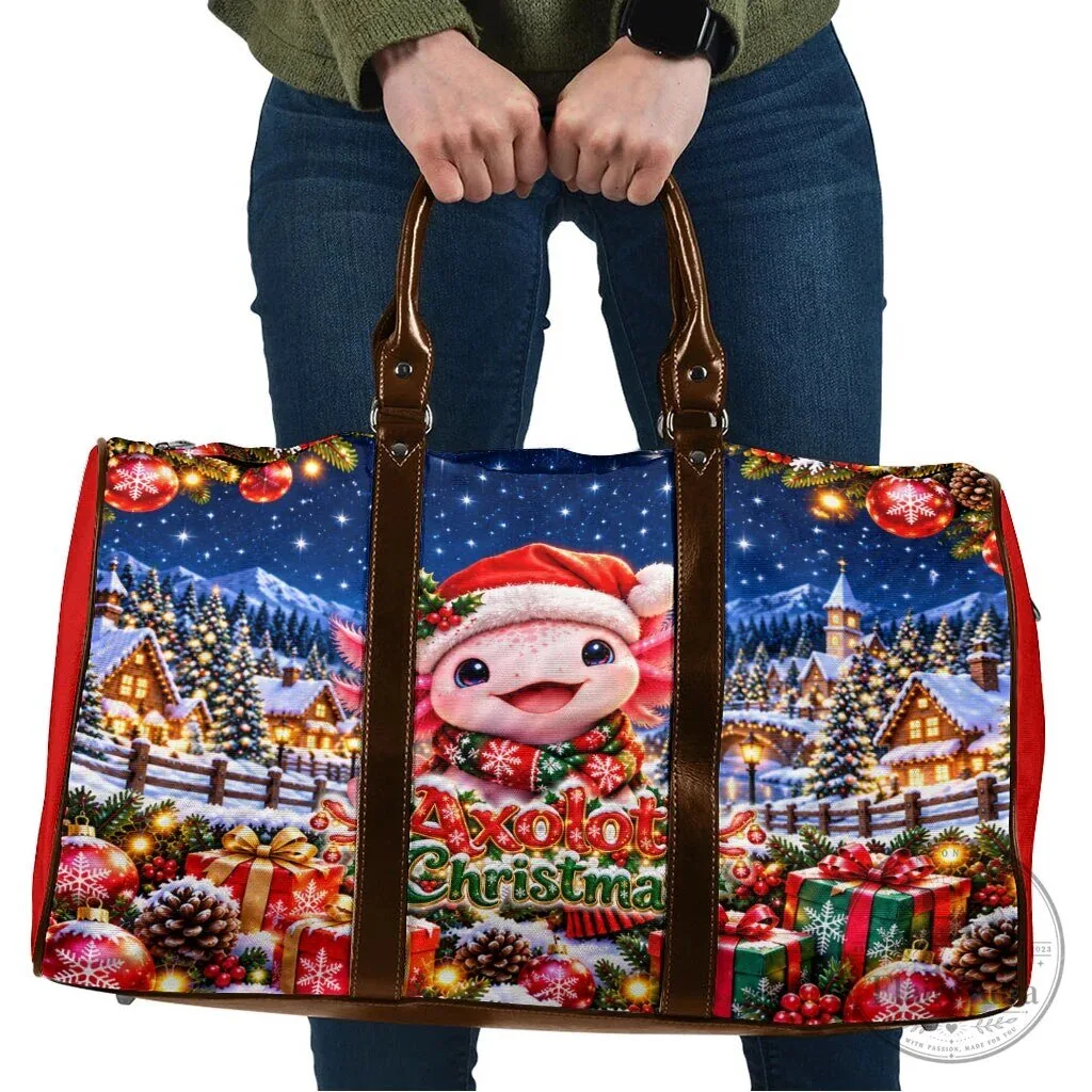 Axolotl Christmas Winter Wonderland Holiday Travel Bag Cute Animal