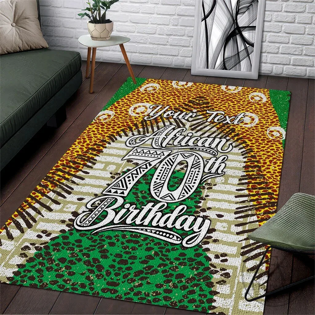 Personalized African 70th Birthday Tribal Animal Print Heritage Pattern Area Rug