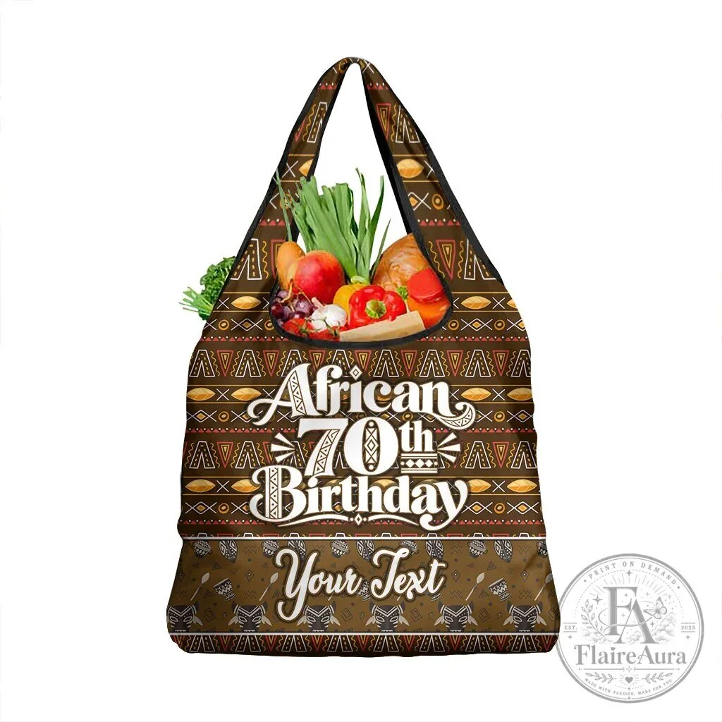 Personalized African 70th Birthday Tribal Pattern Reusable Grocery Bag