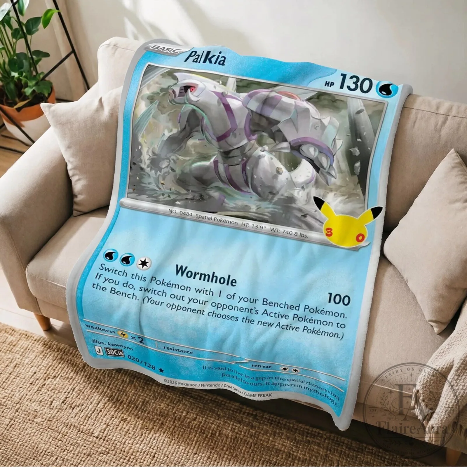 Pokemon Palkia Trading Card Game Design Fleece Blanket