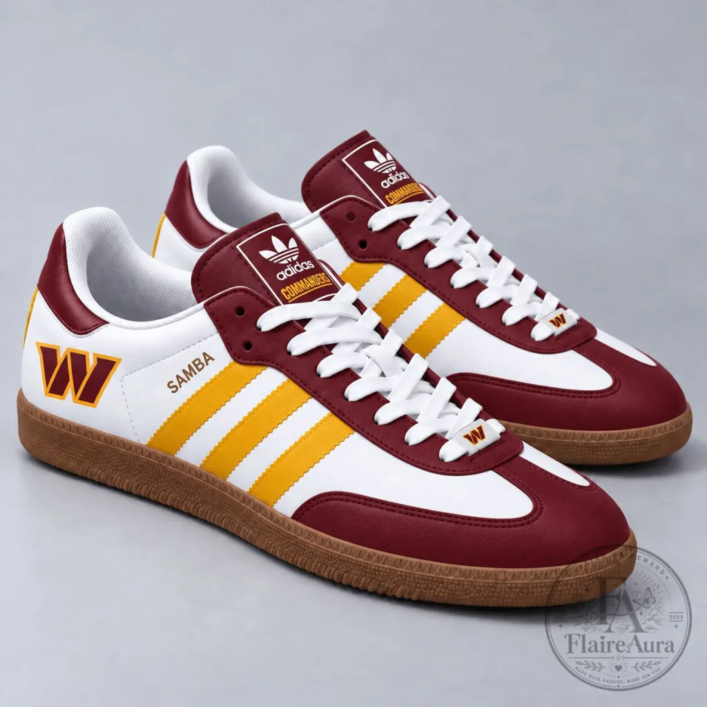 Washington Commanders Football Team Adidas Samba Style Sneakers