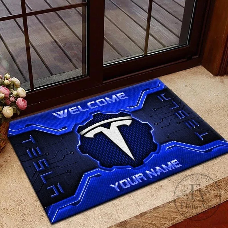 Tesla Custom Name Welcome To My Home Doormat
