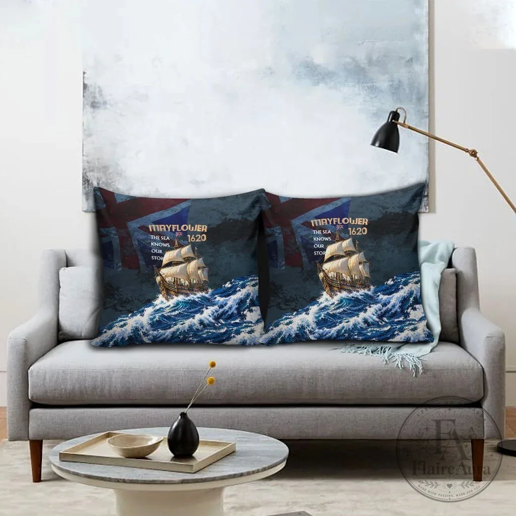 Mayflower 1620 Ship Vintage Nautical Ocean Waves Art Decorative Pillow – image 2 of 5