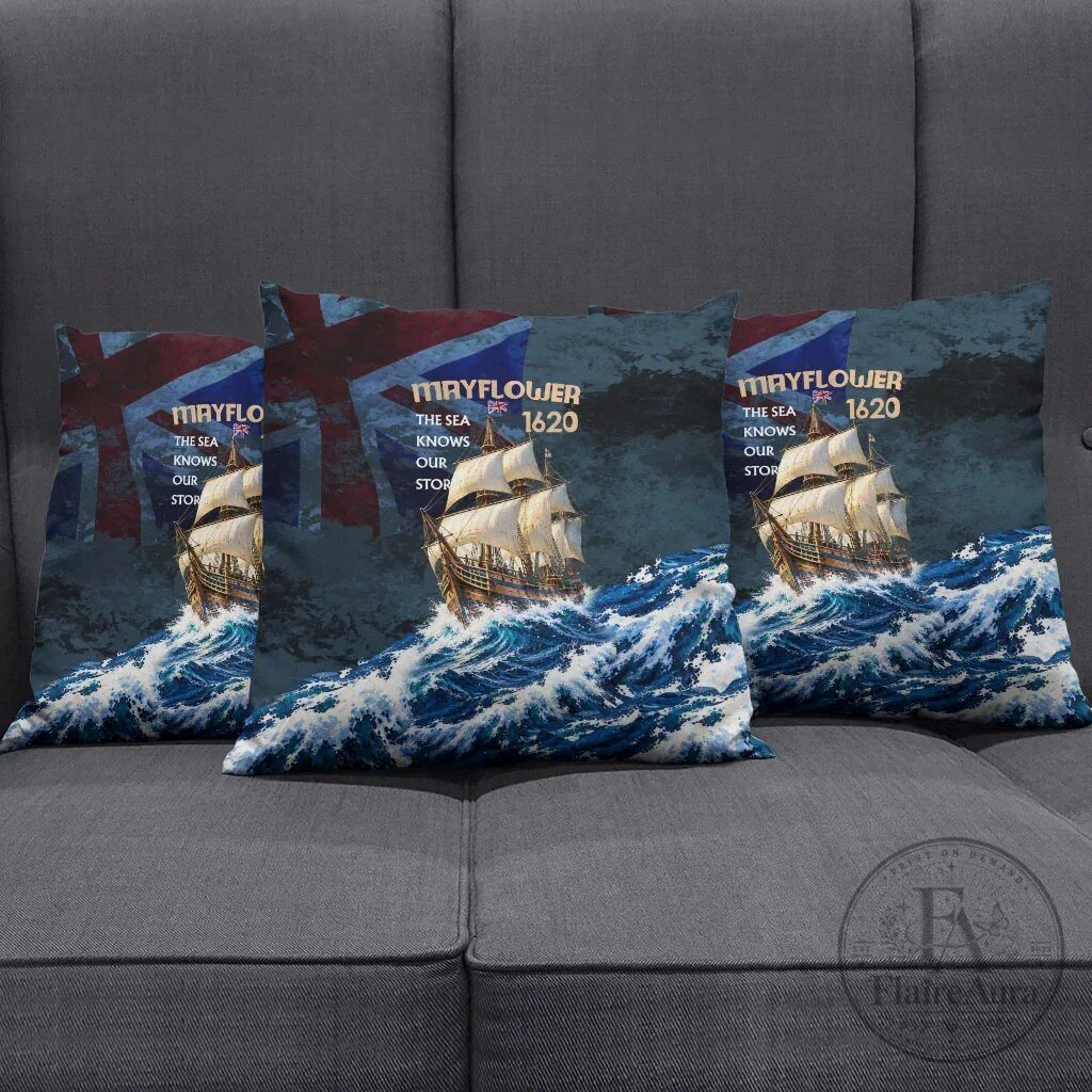 Mayflower 1620 Ship Vintage Nautical Ocean Waves Art Decorative Pillow – image 3 of 5