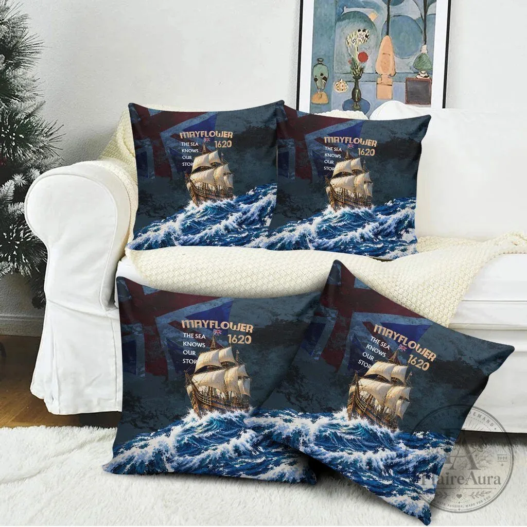 Mayflower 1620 Ship Vintage Nautical Ocean Waves Art Decorative Pillow – image 4 of 5