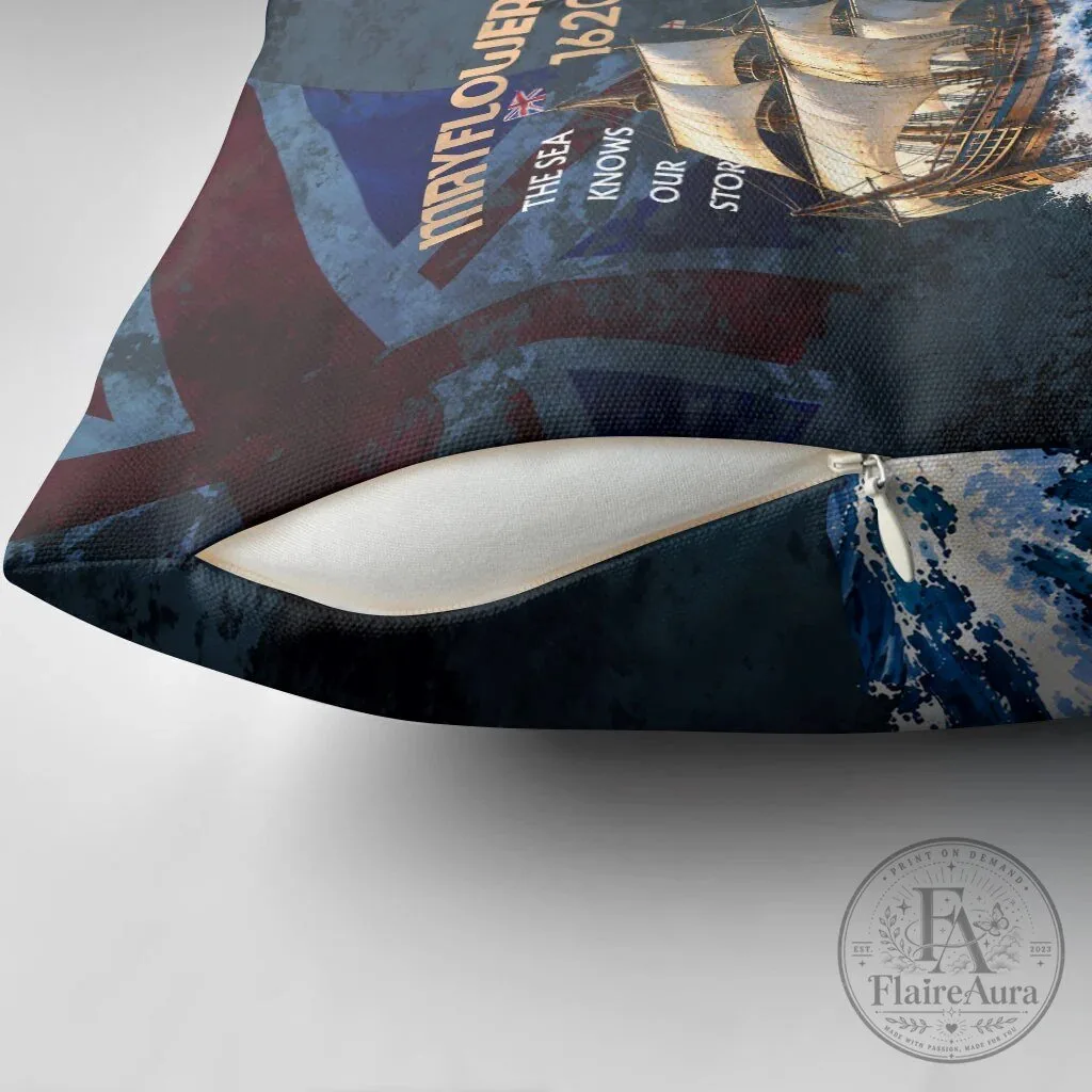Mayflower 1620 Ship Vintage Nautical Ocean Waves Art Decorative Pillow – image 5 of 5