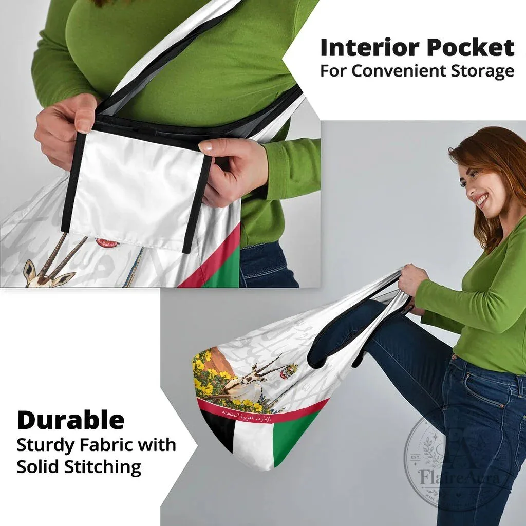 United Arab Emirates National Day Arabian Oryx Reusable Grocery Bag 12 United Arab Emirates National Day Arabian Oryx Reusable Grocery Bag