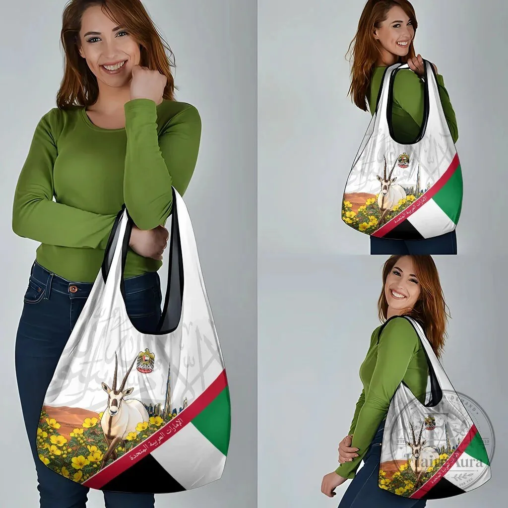 United Arab Emirates National Day Arabian Oryx Reusable Grocery Bag 13 United Arab Emirates National Day Arabian Oryx Reusable Grocery Bag