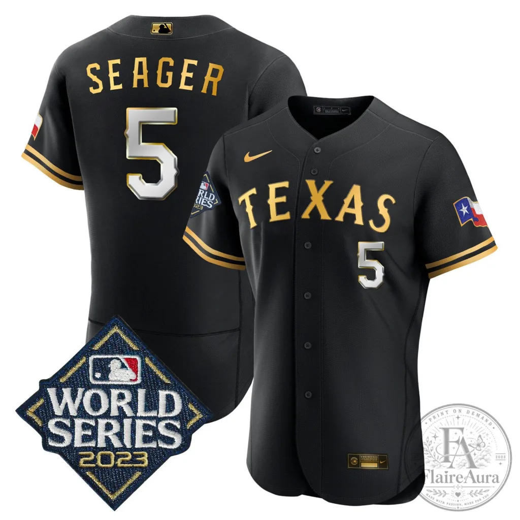 Texas Rangers 2023 World Series Corey Seager Black Baseball Jersey
