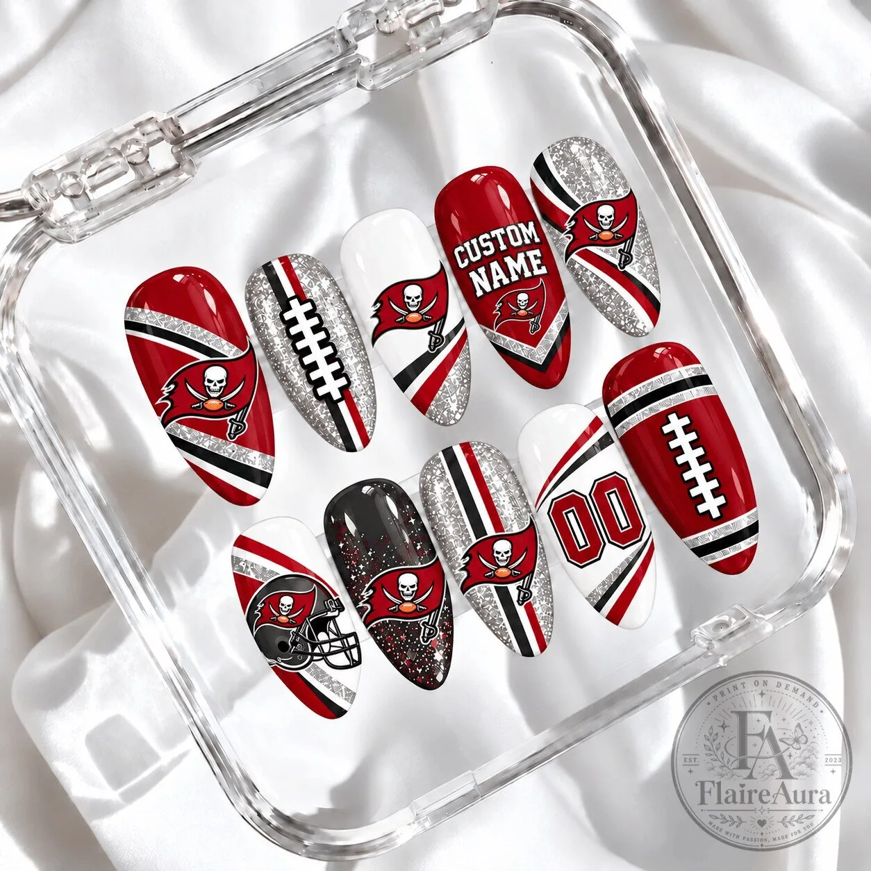 Tampa Bay Buccaneers NFL Football Team Custom Press On Nails