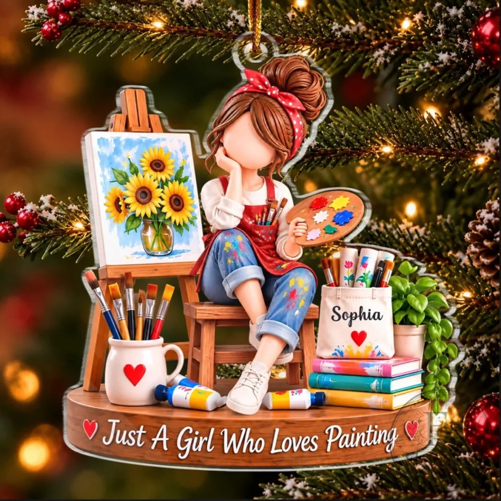 Personalized Just A Girl Who Loves Painting Artist Christmas Ornament Personalized Just A Girl Who Loves Painting Artist Christmas Ornament