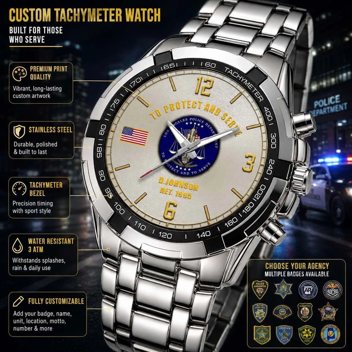 Custom Houston Police K9 Division Law Enforcement Stainless Steel Watch 8 Custom Houston Police K9 Division Law Enforcement Stainless Steel Watch