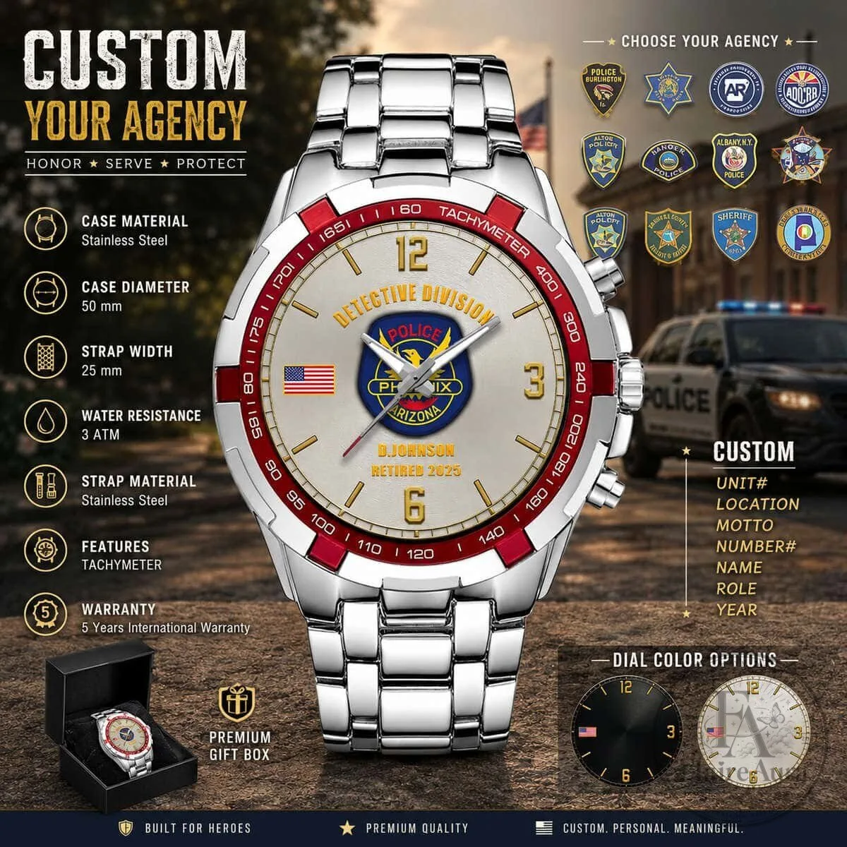 Custom Houston Police K9 Division Law Enforcement Stainless Steel Watch 11 Custom Houston Police K9 Division Law Enforcement Stainless Steel Watch