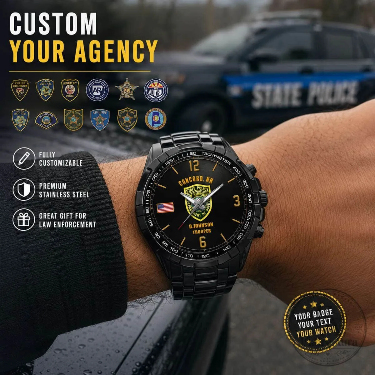 Custom Houston Police K9 Division Law Enforcement Stainless Steel Watch 12 Custom Houston Police K9 Division Law Enforcement Stainless Steel Watch
