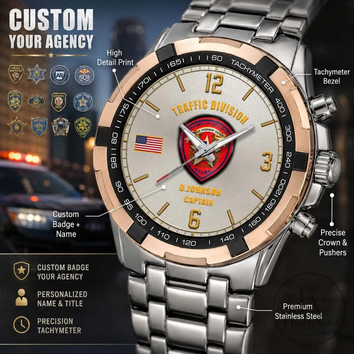 Custom Houston Police K9 Division Law Enforcement Stainless Steel Watch 13 Custom Houston Police K9 Division Law Enforcement Stainless Steel Watch