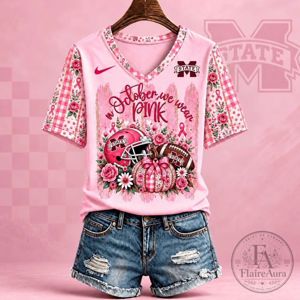 Mississippi State Bulldogs In October We Wear Pink Breast Cancer Awareness T-Shirt Mississippi State Bulldogs In October We Wear Pink Breast Cancer Awareness T-Shirt