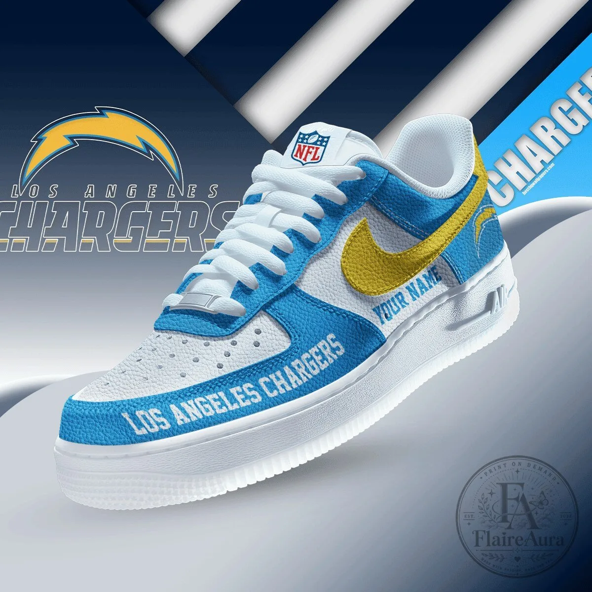 Los Angeles Chargers Custom Air Force 1 Sneakers