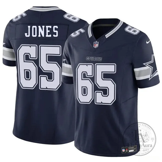 Dallas Cowboys Football Robert Jones Number 65 Navy Blue Jersey