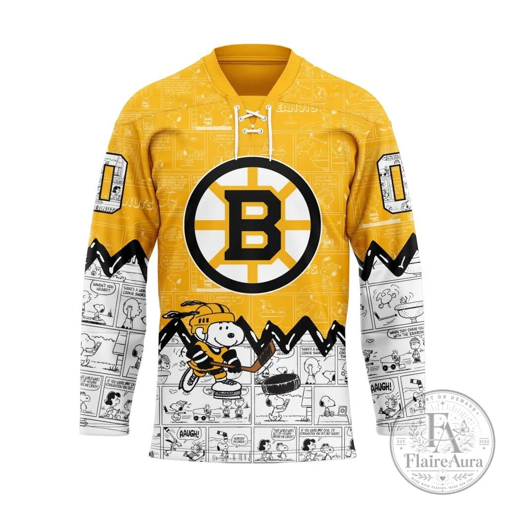 Boston Bruins Snoopy Peanuts Comic Strip Hockey Jersey