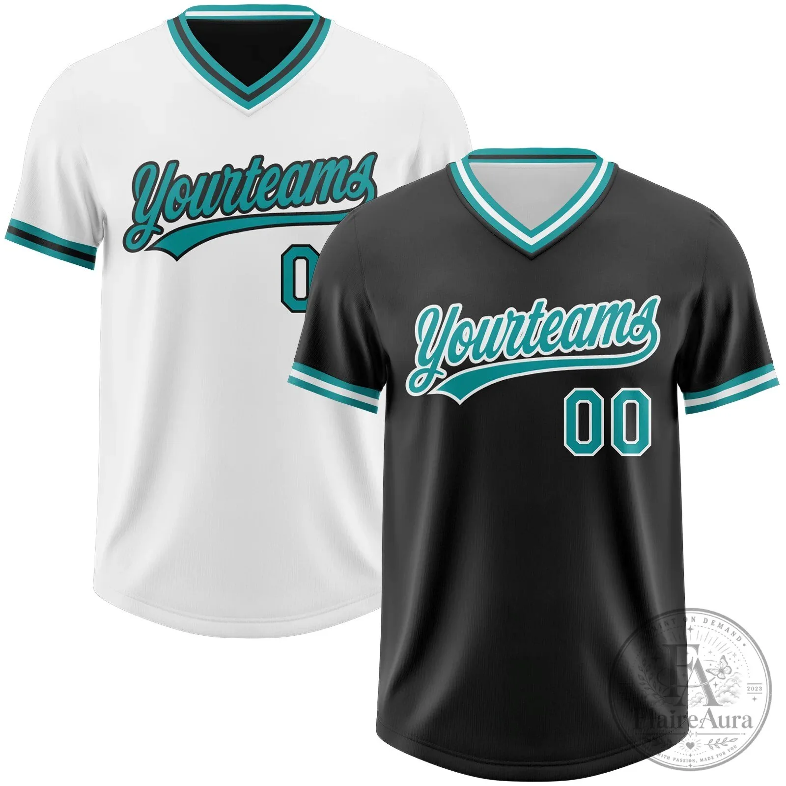 Custom Black Teal White Reversible Pullover Baseball Jersey