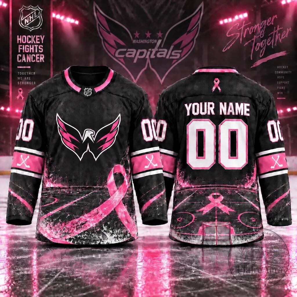 Washington Capitals Personalized Pink Breast Cancer Awareness Hockey Jersey