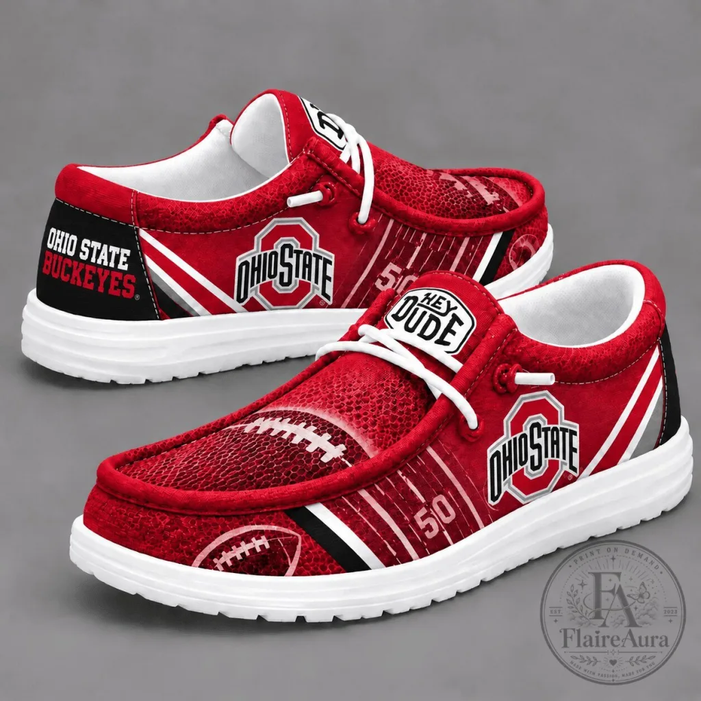 Ohio State Buckeyes Football Team Spirit Fan Loafer Shoes